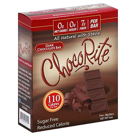 ChocoRite Chocolate Bar Sugar Free Dark - 5-1 Oz
