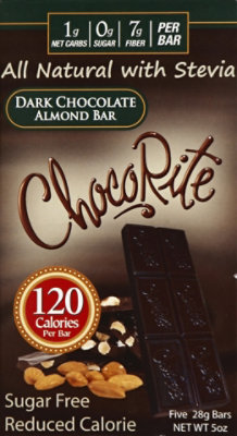 ChocoRite Chocolate Bar Sugar Free Dark Almond - 5-1 Oz - Image 2