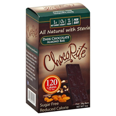 ChocoRite Chocolate Bar Sugar Free Dark Almond - 5-1 Oz