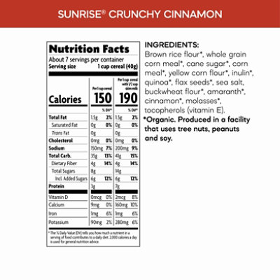 Nature's Path Organic Sunrise Crunchy Cinnamon Gluten Free Breakfast Cereal - 10.6 Oz - Image 3