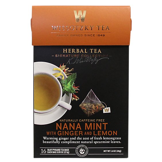 Wissotzky Tea Signature Collection Herbal Tea Nana Mint With Ginger And Lemon - 16 Count