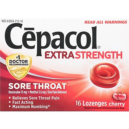 Cepacol Extra Strength Lozenges For Sore Throat & Cough Drop Cherry - 16 Count - Image 2