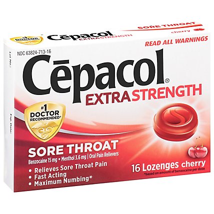 Cepacol Extra Strength Lozenges For Sore Throat & Cough Drop Cherry - 16 Count - Image 1