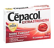 Cepacol Extra Strength Lozenges For Sore Throat & Cough Drop Cherry - 16 Count