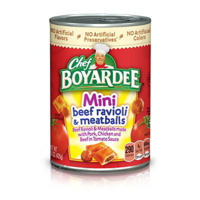 Chef Boyardee Pasta Mini Beef Ravioli & Meatballs - 15 Oz
