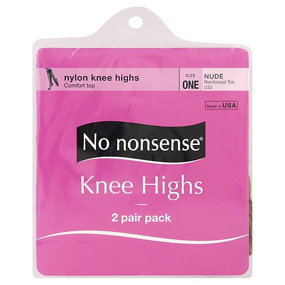 No nonsense Knee Highs Nylon Comfort Top Reinforced Toe Nude - 2 Count