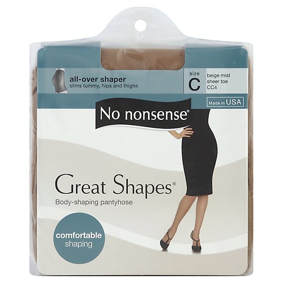 No nonsense Pantyhose All-Over Shaper Great Shapes Sheer Toe Beige Mist Size C - Each