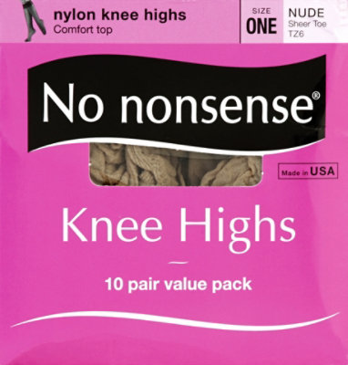 No nonsense Knee Highs Nylon Comfort Top Sheer Toe Nude - 10 Count - Image 2