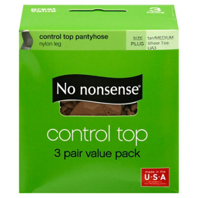 No Nonsense Control Top Pantyhose Tan Sheer Toe - 3 Pair - Image 3
