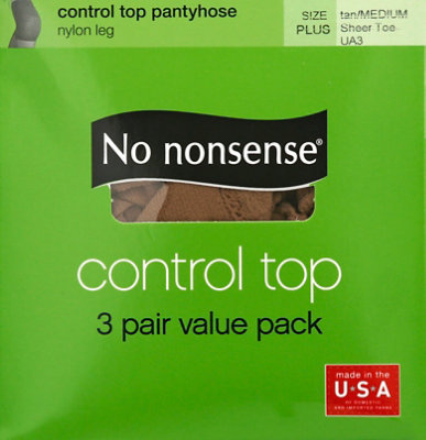 No Nonsense Control Top Pantyhose Tan Sheer Toe - 3 Pair - Image 2