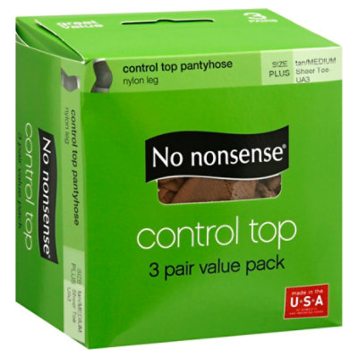No Nonsense Control Top Pantyhose Tan Sheer Toe - 3 Pair - Safeway