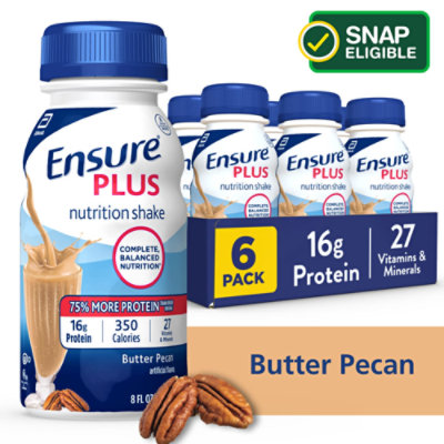 Ensure Plus Nutrition Shake Ready To Drink Butter Pecan 6-8 Fl. Oz.