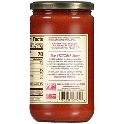 Victoria Sauce Marinara Low Sodium Jar - 24 Oz - Image 5