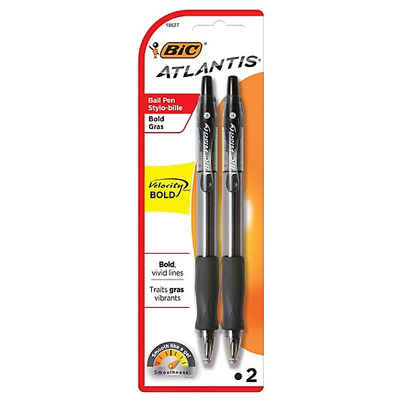 Bic Ball Pens Retractable Bold 1.6 mm Black - 2 Count