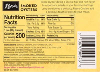 Reese Oysters Smoked Colossal - 3.70 Oz - Image 6