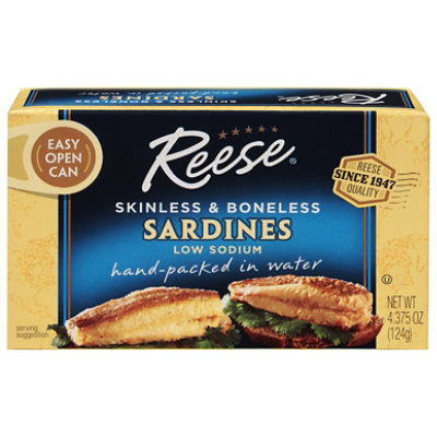 Reese Sardines Skinless & Boneless In Water Low Sodium Can 4.375 Oz