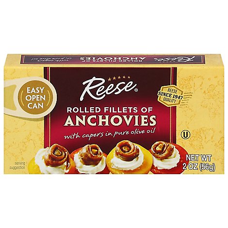 Reese Fillets of Anchovies in Olive Oil Rolled with Capers - 2 Oz