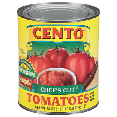 CENTO Tomatoes Chefs Cut with Basil Leaf - 28 Oz