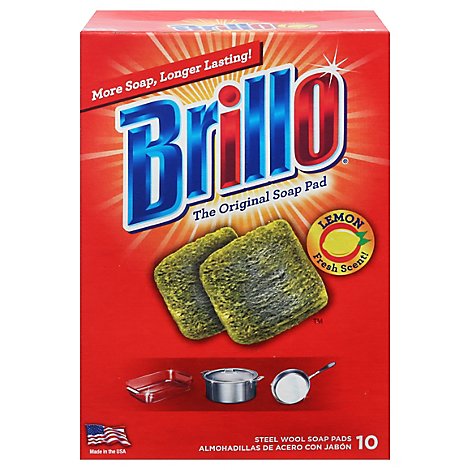 Brillo Estracell Soap Pads Steel Wool Lemon - 10 Count