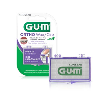 GUM Orthodontic Wax Mint Flavor With Vitamin E and Aloe Vera For Braces and Dental Devices - Each - Image 1