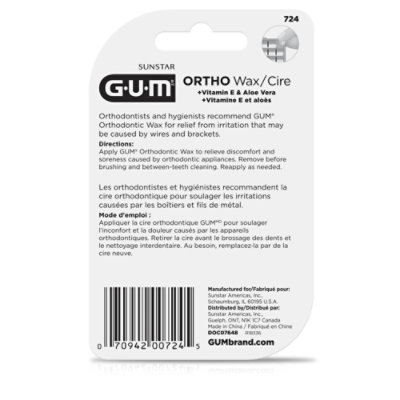 GUM Orthodontic Wax Mint Flavor With Vitamin E and Aloe Vera For Braces and Dental Devices - Each - Image 2