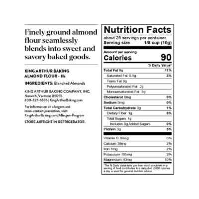 King Arthur Non-GMO Project Verified Certified Kosher Certified Gluten-Free Finely Ground Almond Flour - 16 Oz - Image 3