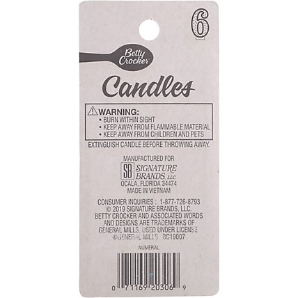 Betty Crocker Candles Birthday Numeral 6 - 1 Count - Image 4