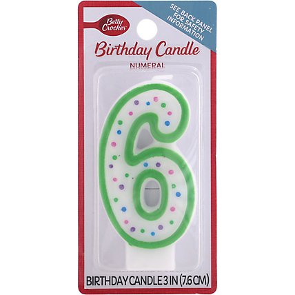 Betty Crocker Candles Birthday Numeral 6 - 1 Count - Image 2