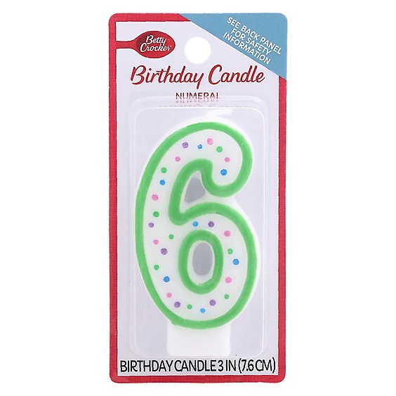 Betty Crocker Candles Birthday Numeral 6 - 1 Count