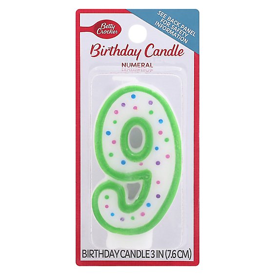 Betty Crocker Candles Birthday Glitter Numeral 9 - 1 Count