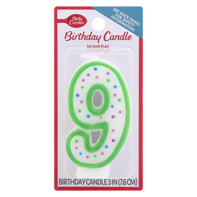 Betty Crocker Candles Birthday Glitter Numeral 9 - 1 Count - Image 1