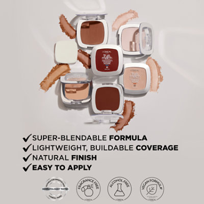 L'Oreal Paris True Match Super-Blendable Oil Free Makeup Powder W7 Medium Deep - 0.33 Oz - Image 5