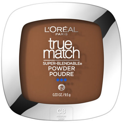 L'Oreal Paris True Match Super-Blendable Oil Free Makeup Powder C8 Medium Deep - 0.33 Oz - Image 1
