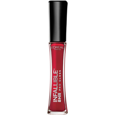 L'Oreal Paris Infallible 8 Hour Pro Lip Gloss hydrating finish Red Fatale - 0.21 Fl. Oz. - Image 1