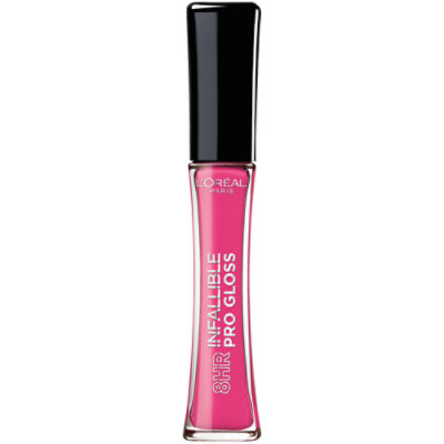 L'Oreal Paris Infallible Pink Topaz 8 Hour Pro Hydrating Finish Lip Gloss 0.21 Oz Tom Thumb