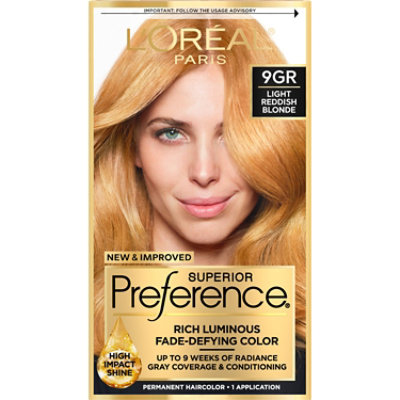 L'Oreal Paris Superior Preference Permanent Hair Color 9GR Light Golden Reddish Blonde Kit - Each - Image 1