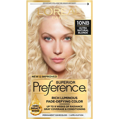L'Oreal Paris Superior Preference Permanent Hair Color 10NB Ultra Natural Blonde Kit - Each - Image 1