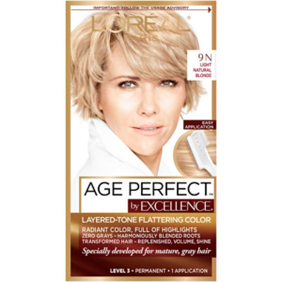 L'Oreal Paris Age Perfect Permanent Hair Color 9N Light Natural Blonde Kit - Each - Image 1