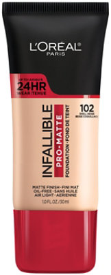 L'Oreal Paris Infallible 102 Shell Beige Pro Matte Up To 24 Hour Matte Finish Foundation - 1 Oz - Image 1