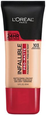 L'Oreal Paris Infallible Pro-Matte Blendable Foundation Oil Free 103 Natural Buff - 1 Fl. Oz. - Image 1