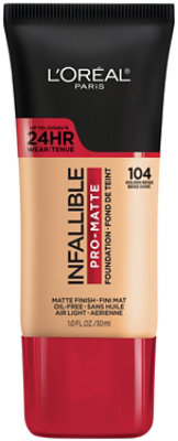 L'Oreal Paris Infallible Pro-Matte Blendable Foundation Oil Free 104 Golden Beige - 1 Fl. Oz. - Image 1