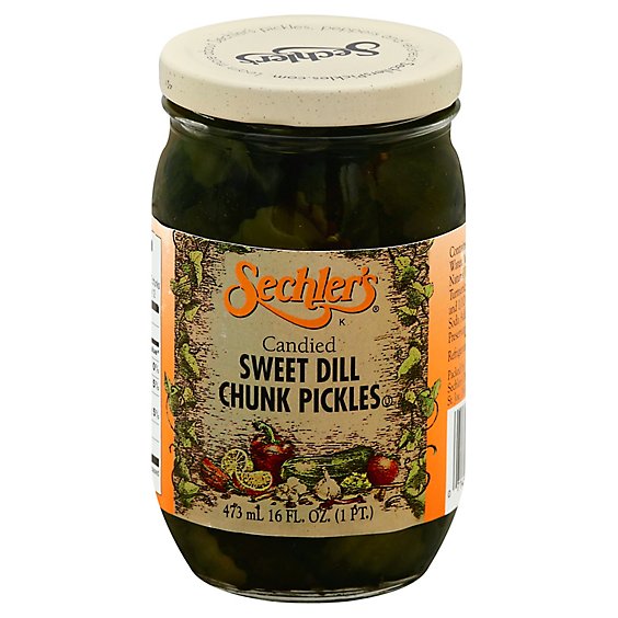 Sechlers Pickles Candied Pickles Dill Chunks Sweet - 16 Fl. Oz.