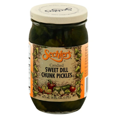 Sechlers Pickles Candied Pickles Dill Chunks Sweet - 16 Fl. Oz.