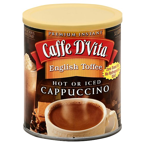 Caffe DVita Cappuccino Premium Instant English Toffee - 16 Oz