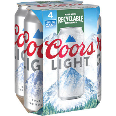 Coors Light Beer American Style Light Lager 4.2% ABV Cans - 4-16 Fl. Oz. - Image 1
