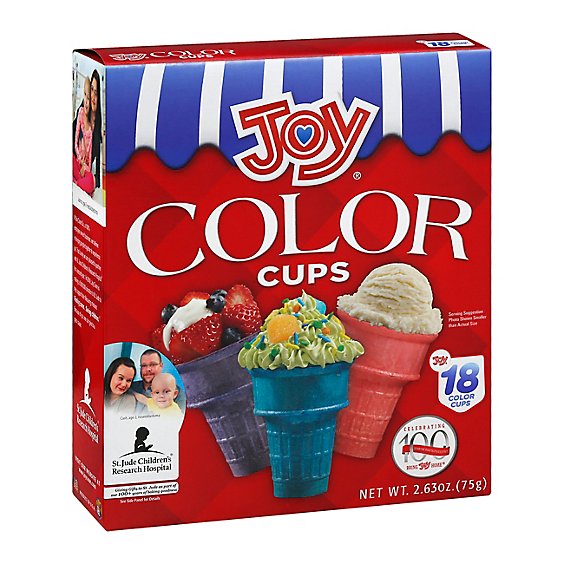 Joy Ice Cream Cups Color 18 Count - 2.63 Oz
