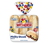 Wonder Bread Philly Steak Rolls White Bread Sub Rolls 6 Count - 15 Oz
