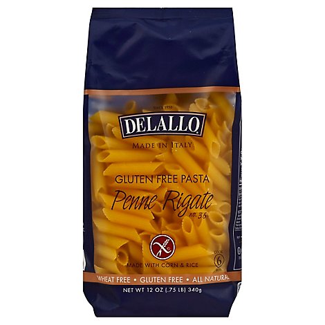 DeLallo Pasta Gluten Free Corn & Rice No. 36 Penne Rigate Bag - 12 Oz