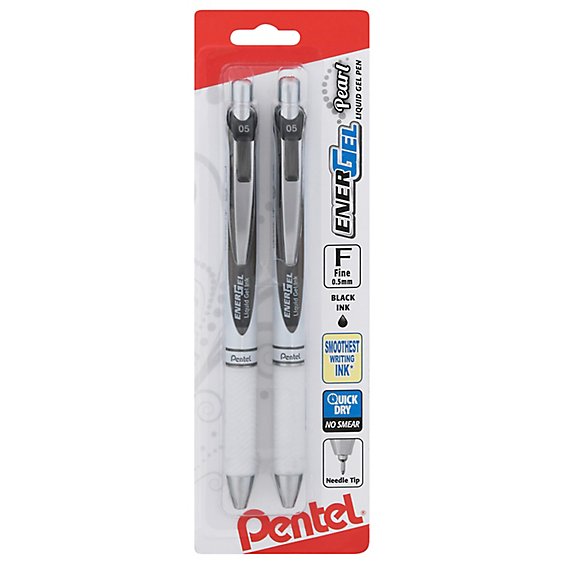 Pentel EnerGel Pearl Gel Pens Black Ink Fine Needle Tip - 2 Count