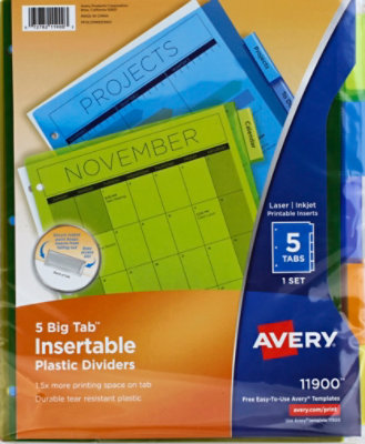 Avery Plastic Divider Insertable 5 Tab - Each - Image 2